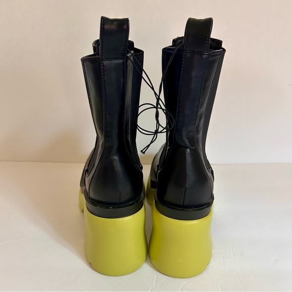 Liliana Chunky Lug Platform Boot Heels Black/Lime Green Sz 7 - Picture 4 of 7